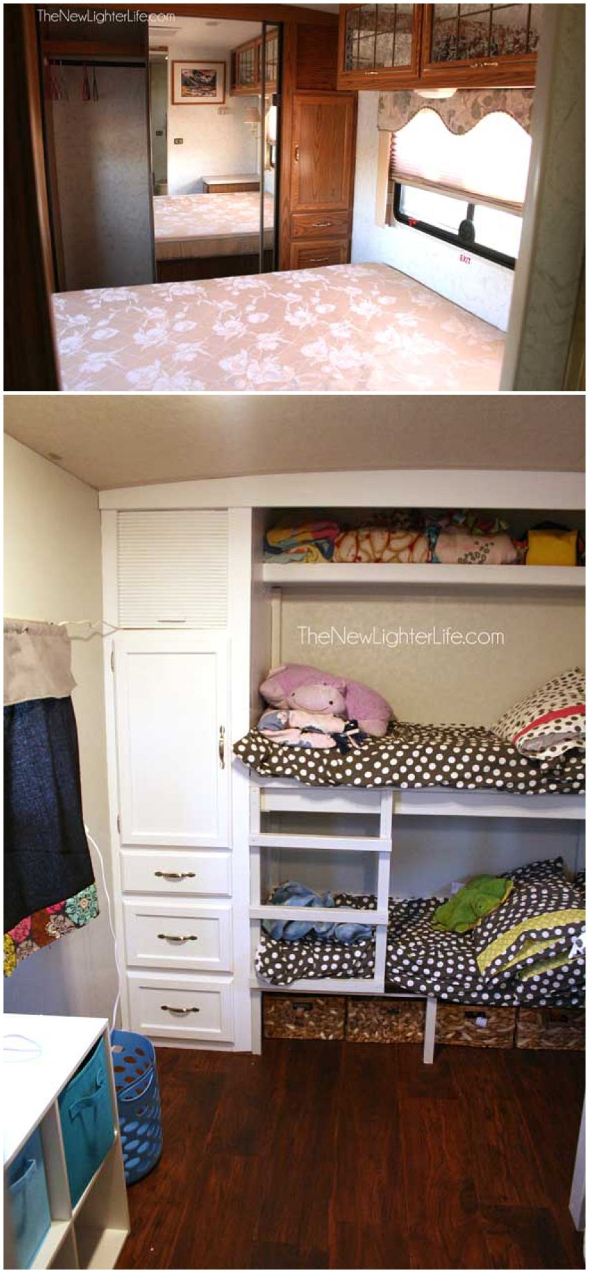 rv remodel ideas - master bedroom to bunkroom